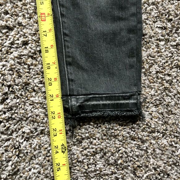 Nili Lotan Jeans 25 Black Mid Rise Raw Hem Distressed Wash Ankle - Picture 5 of 12